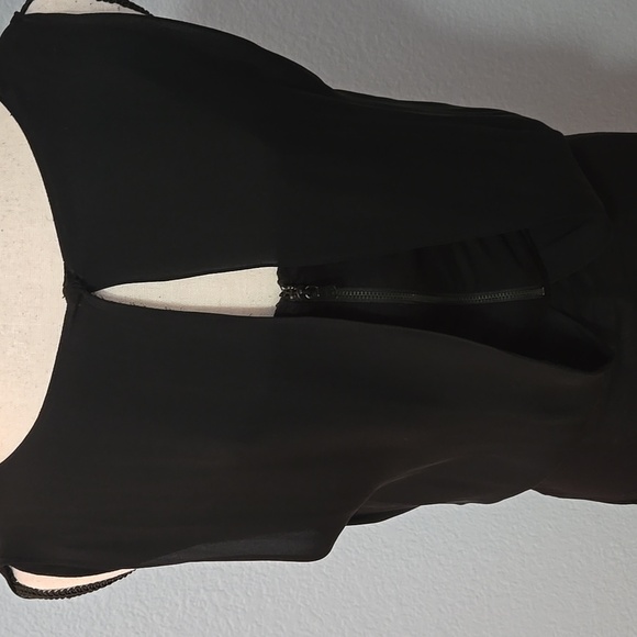 ALICE + OLIVIA Base Black Sleeveless Dress Silk Blouson Top Hem Ruchinfg Sz SM - Picture 10 of 16